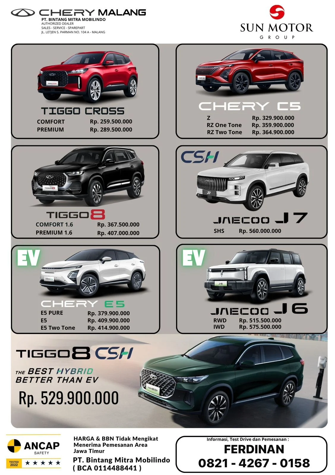 harga mobil chery malang jatim 2025