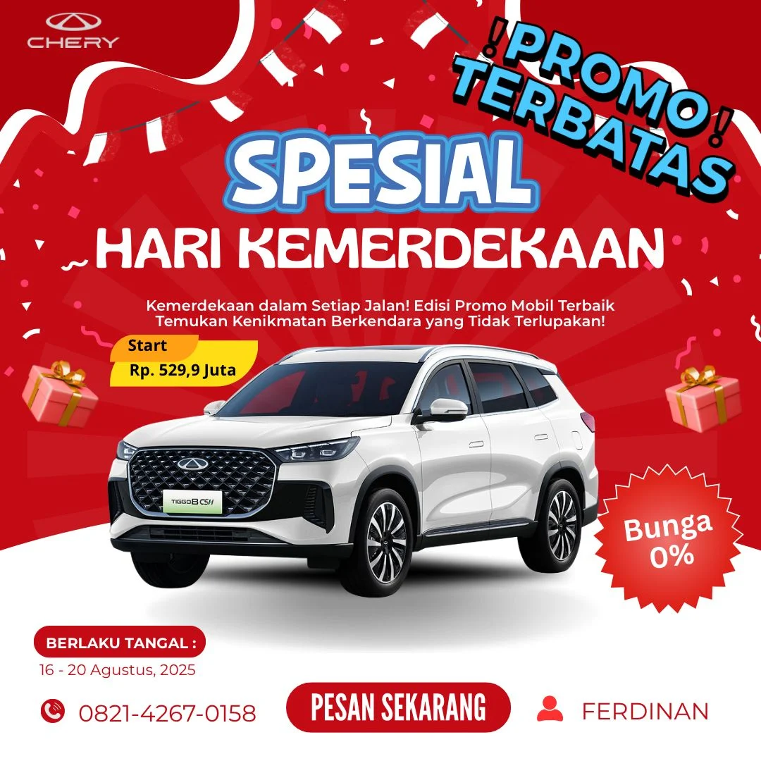 Promo Chery Malang - Chery Tiggo 8 CSH Kredit Bunga 0%